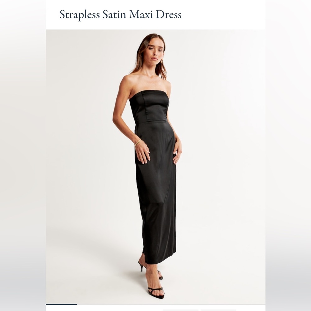 Abercrombie Black Satin Strapless or Spaghetti Strap Dress